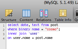 A screenshot showing some SQL code.